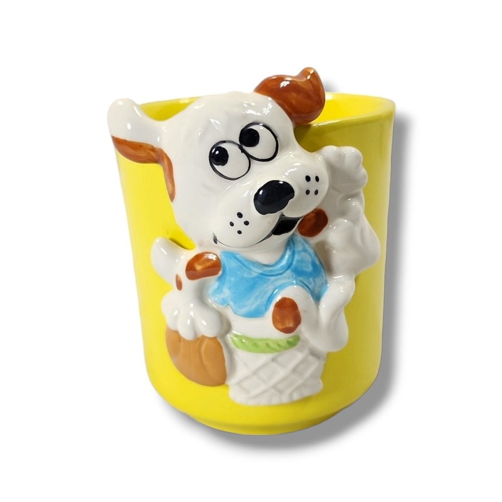 Relpo Vintage Ceramic Bathroom Tumbler Toothbrush‎ Holder 3D Basketball Dog